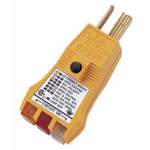 IDEAL, Circuit Tester, E-Z Check, Plus GFCI, Voltage Rating: 120 VAC, Warranty: 2 year