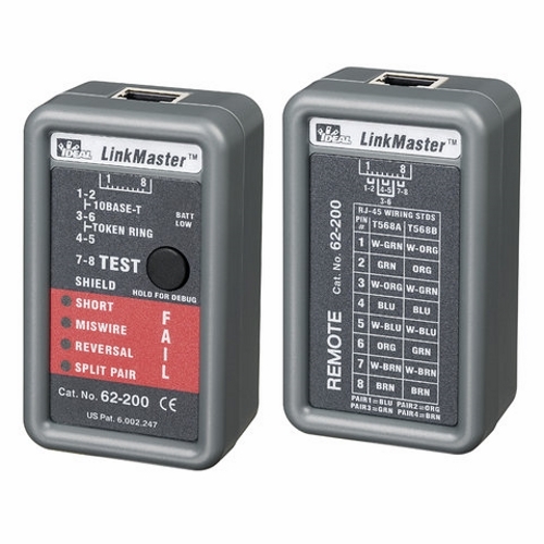 LinkMaster Tester And Remote, Dimensions: 3-1/4 IN X 2 IN X 1-1/4 IN, Weight: 3.2 OZ (Including Battery), For Testing Wiring Configurations On UTP/STP Cables, Checks For Shorts, Miswires, Reversals And Split Pairs