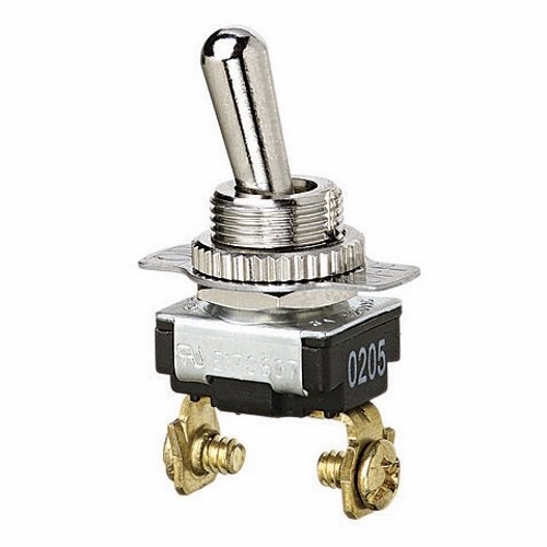 IDEAL, Toggle Switch, Medium And Light-Duty, Bat, On-Off, Voltage Rating: 120, 240 VAC, Number Of Poles: 1, Amperage Rating: 6, 3 AMP, Action: SPST, Connection: Screw, 2 Terminals, Wire Leads Are 18 AWG, 6 IN Stripped Wire, Actuator: Toggle, Size: 0.690 IN Length X 0.550 IN Width X 0.340 IN Height, Mounting: 1/2 IN Hole Diameter, Includes: On-Off Faceplate