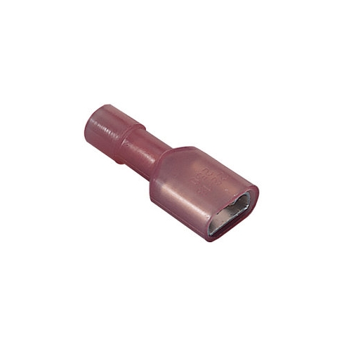 IDEAL, Disconnect Terminal, Fully Insulated, Wire Size: 22 - 18 AWG, Voltage Rating: 300 V, Material: Brass, Nylon, Finish: Tin-Plated, Insulation: 0.150 IN Diameter, Connection: Female, Tab Size: 0.250 IN X 032 IN, Temperature Rating: 105 DEG C