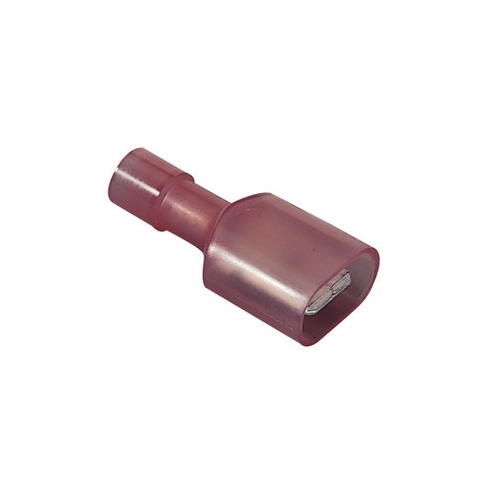 IDEAL, Disconnect Terminal, Terminal Vinyl Fully Insulated, Wire Size: 22 - 18 AWG, Voltage Rating: 300 V, Material: Brass, Nylon, Finish: Tin-Plated, Insulation: 0.150 IN Diameter, Connection: Male, Tab Size: 0.250 IN X 032 IN, Temperature Rating: 105 DEG C