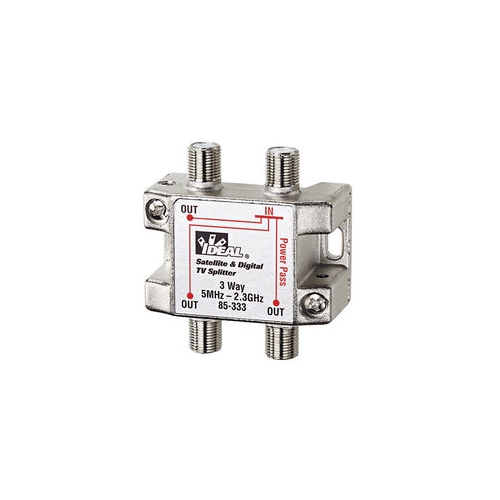 IDEAL, Splitter, Frequency Range: 2 GHZ, Connector: F Female, Includes: Two Mounting Screws (Phillips/slotted head)