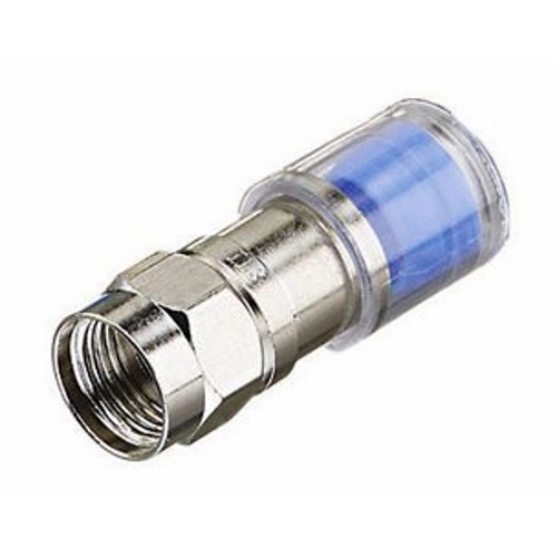 IDEAL, Compression Connector, OmniCONN, F-Type, Material: Brass, Finish: Nickel-Plated, Nominal Impedance: 75 OHM, Ports Size: 7/16 IN, Coaxial Cable Type: RG-6, Bandwidth: 3 GHZ, Dielectric Diameter: 0.175 - 0.183 IN, Overall Jacket Diameter: 0.260...