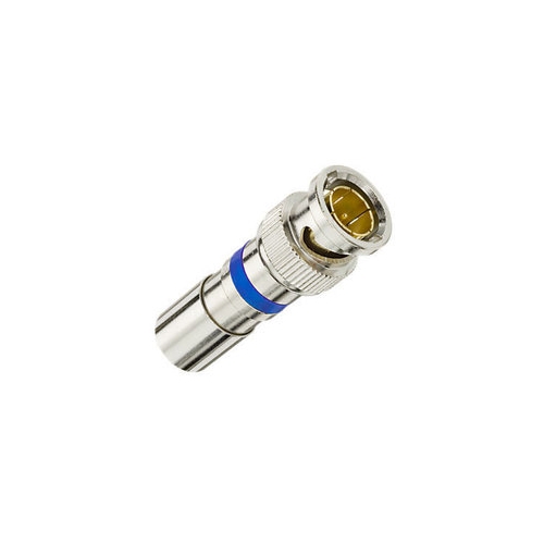 IDEAL, Compression Connector, BNC, Conductor Range: 029 - 042 IN, 20 - 18 AWG Solid Center Conductor, Material: Brass, Finish: Nickel-Plated, Nominal Impedance: 75 OHM, Dielectric Diameter: 0.175 - 0.183 IN, Coaxial Cable Type: RG-6, Overall Jacket D...