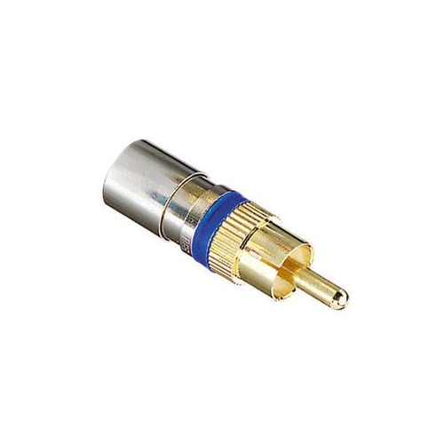 IDEAL, Compression Connector, RCA, Conductor Range: 029 - 042 IN, 20 - 18 AWG Center Solid Conductor, Material: Brass, Finish: Nickel-Plated, Nominal Impedance: 75 OHM, Coaxial Cable Type: RG-6, Bandwidth: 3 GHZ, Dielectric Diameter: 0.175 - 0.183 IN, Overall Jacket Diameter: 0.267 - 0.305 IN