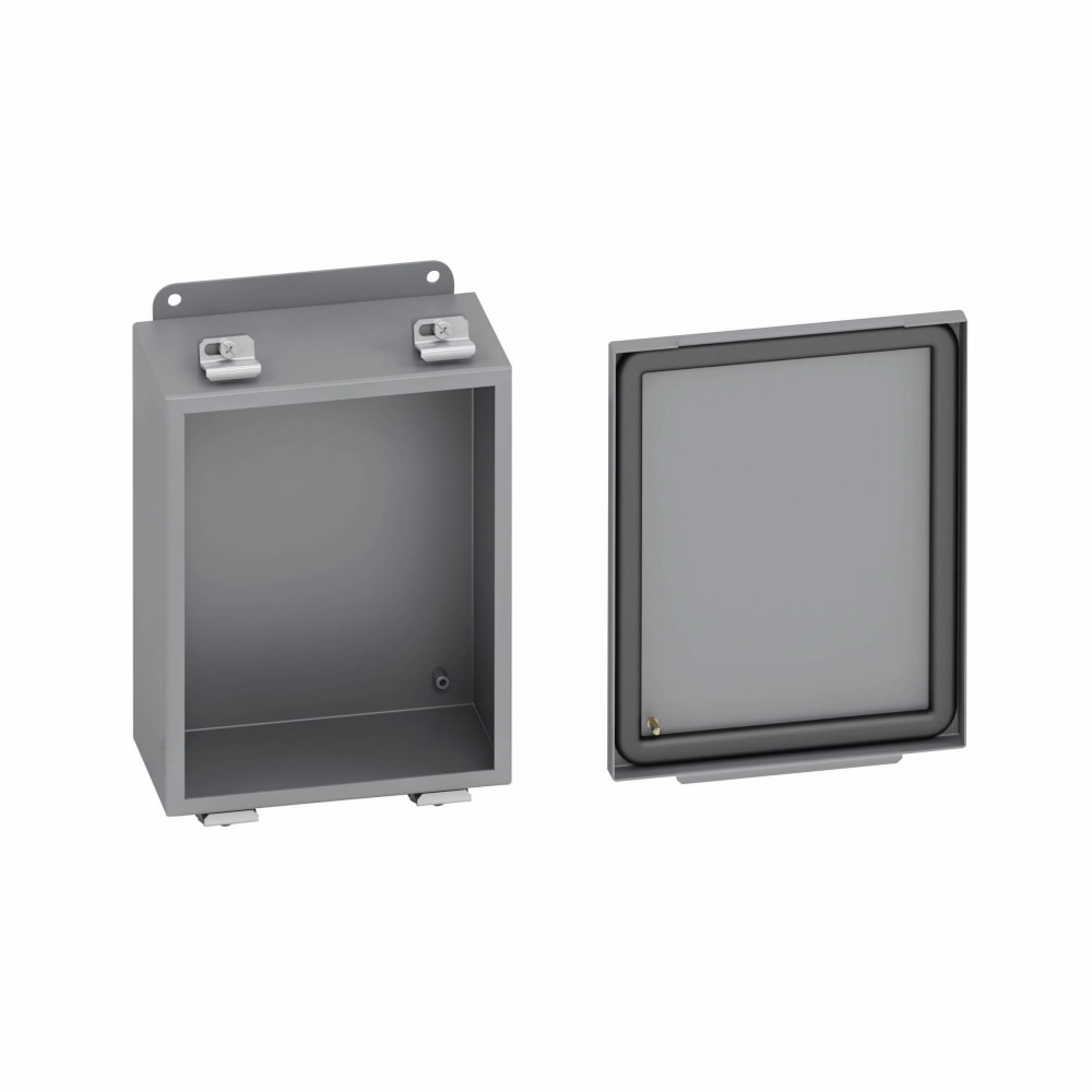 Product image for B-Line 1084-4LC JIC Panel Enclosure, 10" x 8" x 4" NEMA 4, Screw cover, 4LC enclosure, Wall mount, Small single door, External mounting feet, Carbon steel, Seamless poured in-place