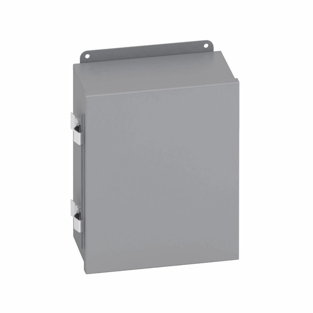 Product image for B-Line 14126-12CHQRC JIC Panel Enclosure, 14" x 12" x 6" NEMA 12, Hinged cover, 12CHQRC enclosure, Wall mount, Small single door, External mounting feet, Carbon steel, Seamless pour