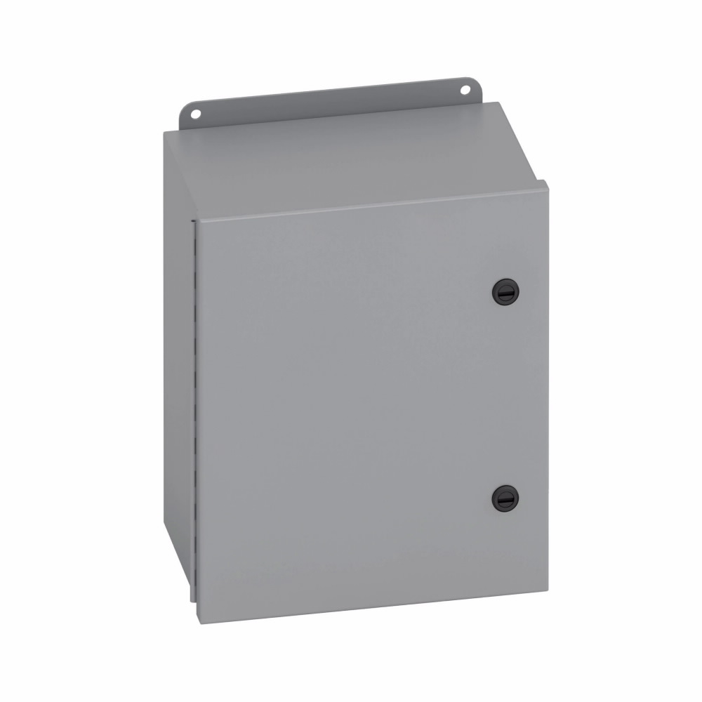 Product image for B-Line 16146-4QT JIC Panel Enclosure, 16" x 14" x 6" NEMA 4, Hinged cover, 4QT enclosure, Wall mount, Small single door, External mounting feet, Carbon steel, Seamless poured in-pla