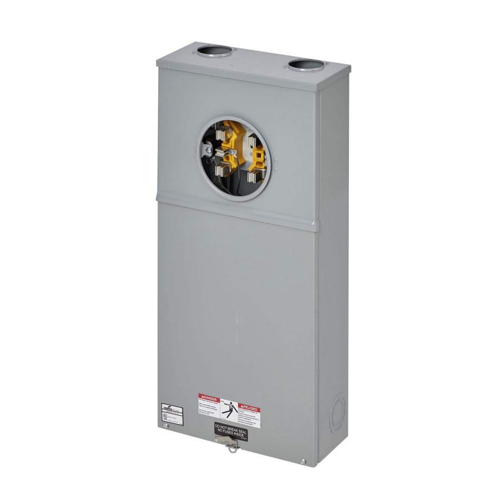 Product image for B-Line 125-TB Single Meter Socket, 100 A, Test block, Ring type, 3R, ANSI 61 gray painted, #14-2/0, #14-2/0, Steel, Flush mount, 7 jaws, 1 position, 3?/4W, Overhead and underground feed