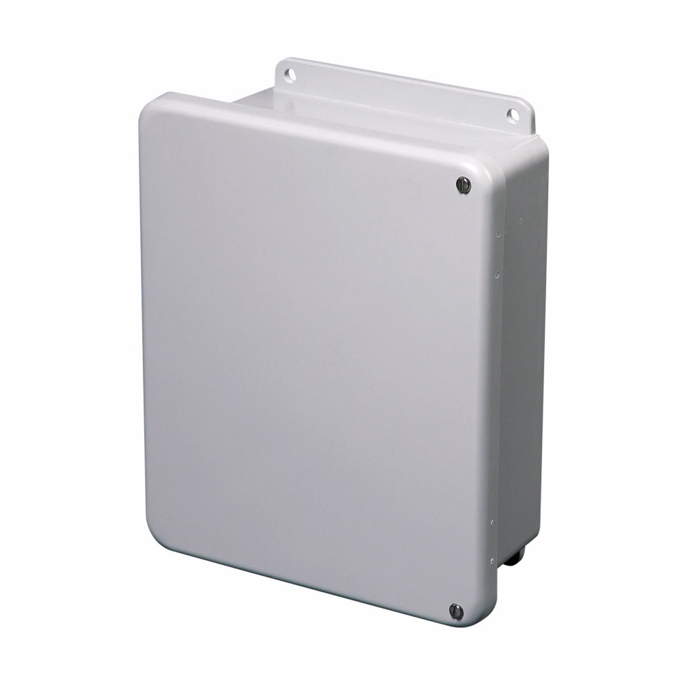 Product image for B-Line 664-4XFCHSC JIC Panel Enclosure, 6" x 6" x 4" NEMA 4X, Hinged cover, 4XFCHSC enclosure, Wall mount, Medium single door, External mounting feet, Fiberglass, Seamless