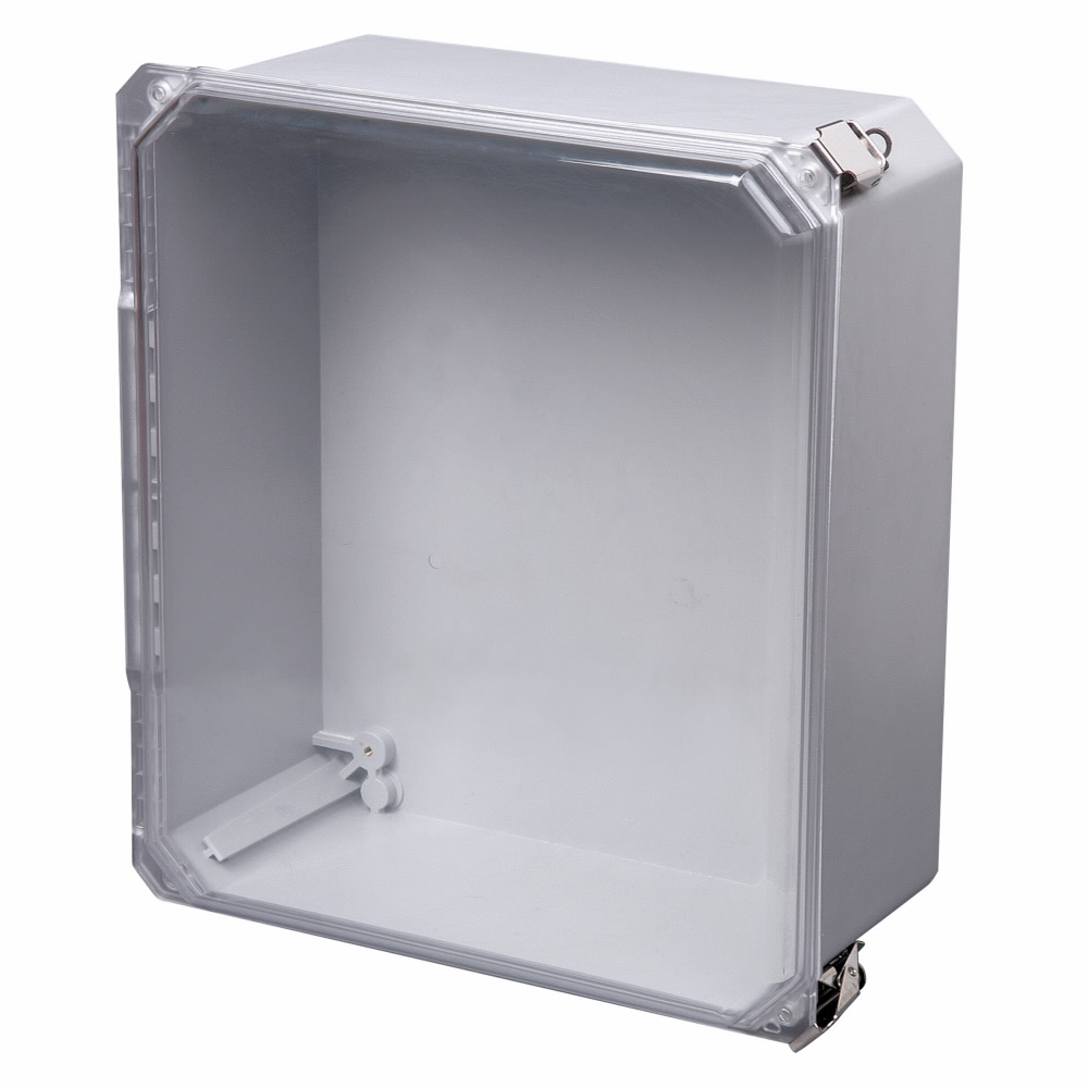 Product image for B-Line 1086-SDFQRCC JIC Panel Enclosure, 11.42" x 9.79" x 6.31" NEMA 4X, Hinged cover, SDFQRCC enclosure, Wall mount, Medium single door, Optional external mounting feet, Fiberglass