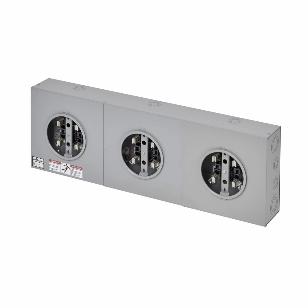 Product image for B-Line 173-HSHDB Horizontal Meter Pack, 100 A, 225 A, Ring type, 3R, Overhead/underground, ANSI 61 gray paint, #6 - 250 MCM, #14 - 2/0, Galvanized steel, Surface mount, 4, 3, 3