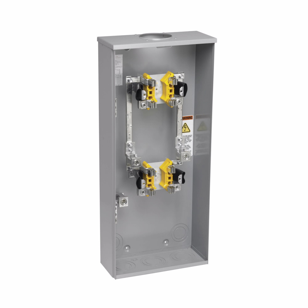 Product image for B-Line 202-H vertical meter pack, 200 A, 400 A, None, Ring type, 3R, Overhead/underground, ANSI 61 gray paint, #4 - 600 MCM, #6 - 250 MCM, Galvanized steel, Surface mount, 4, 2, 3