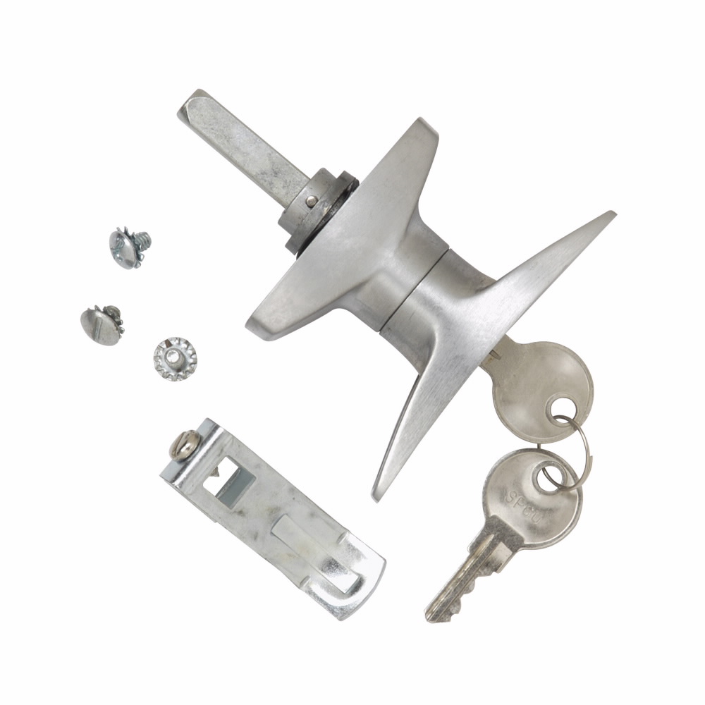 Product image for B-Line 25421-A Bright plated, Steel, Type 1 and 3r t-handle lock, Type 1 and 3r double-door telephone cabinet t-handle lock, T-handle lock