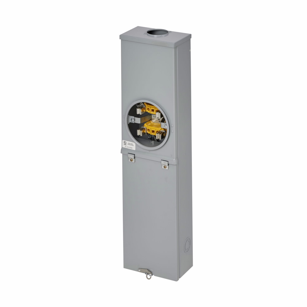 Product image for B-Line 2M11R Meter Breaker, 200 A, Single meter position, Ring type, 3R, Overhead, ANSI 61 gray painted finish, AW Hub, 010 kAIC, #6 - 250 MCM, MCB, Galvanized steel, Surface mount, 4 jaws, 3 wires, 1 phase, 1?/3W, 120/240 V