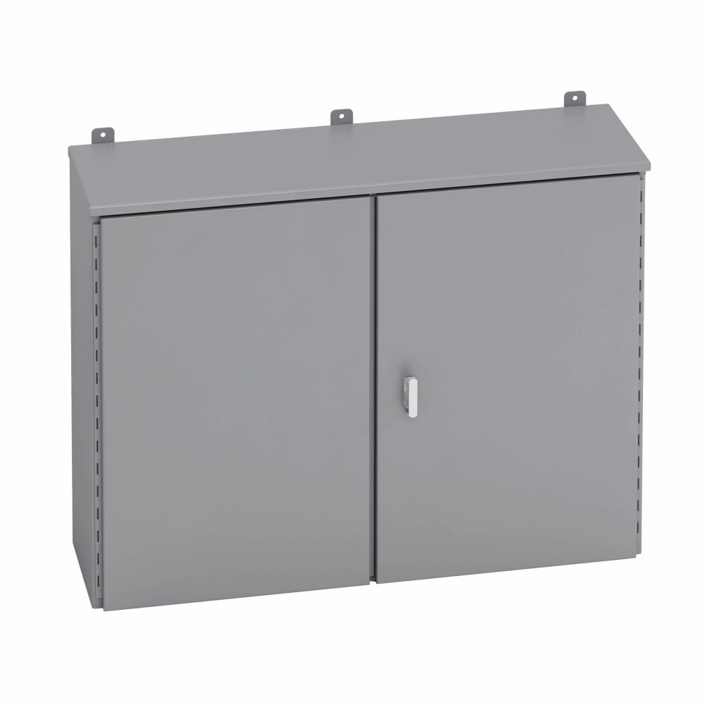 Product image for B-Line 364216DRHC Type 3/3R Panel Enclosure, 36" x 42" x 16" NEMA 3R, Hinged cover, DRHC enclosure, Wall mount, Medium double door, External mounting feet, Carbon steel