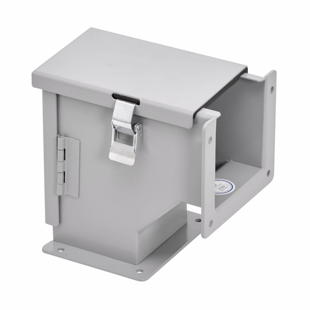 Product image for B-Line 66-12LE9C Wireway Elbow Fitting, Lay-in, 90? elbow, outisde opening, NEMA 12, Steel, ANSI 61 gray painted, 6" X 6"