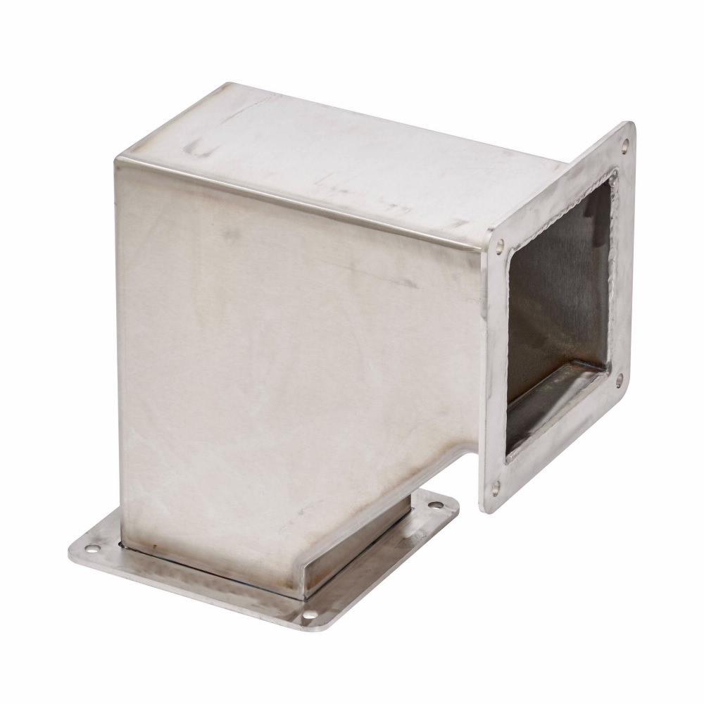 Product image for B-Line 66-4XSFE9 Wireway Elbow Fitting, Includes (1) gasket and hardware, Feed through, 90? elbow, NEMA 4X, Stainless steel, Brushed finish