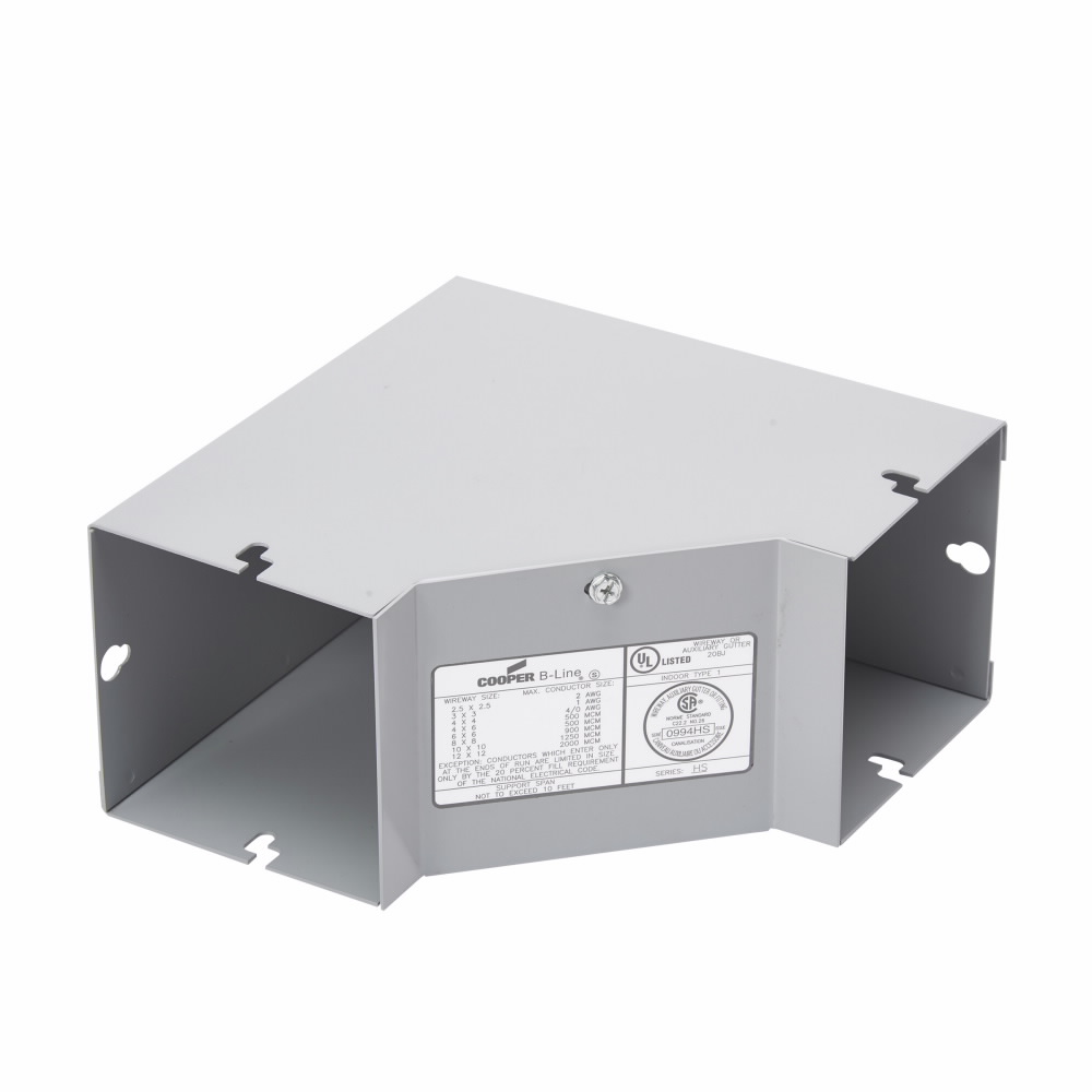 Product image for B-Line 88-HSLIN Wireway Elbow Fitting, Lay-in, 90? elbow, inside opening, NEMA 1, Steel, ANSI 61 gray painted finish, 8" X 8"