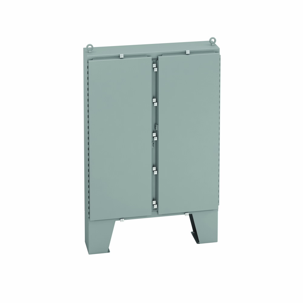 Product image for B-Line 747224-4FD3PT Ground Mounted Panel Enclosure, 74" x 72" x 24" NEMA 4, Hinged cover, 4FD3PT enclosure, Ground mount, Large double door, Ground mount legs, Carbon steel, Seamle