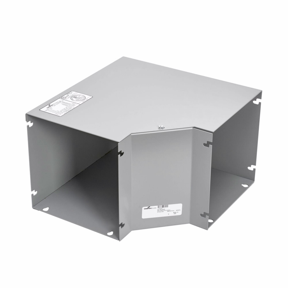 Product image for B-Line 44-HSLSIDE Wireway Elbow Fitting, Lay-in, 90? elbow, side opening, NEMA 1 rated, Steel, ANSI 61 gray painted, 4" X 4"