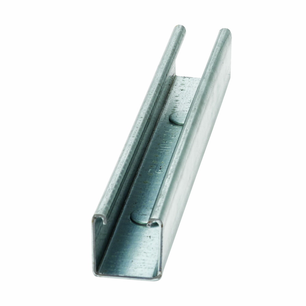 Product image for B-Line B22KO6-120GLV 1-5/8"W x 1-5/8"H Channel, 7/8" Dia. Knockouts, 12ga, 10ft Length, Pre-Galvanized