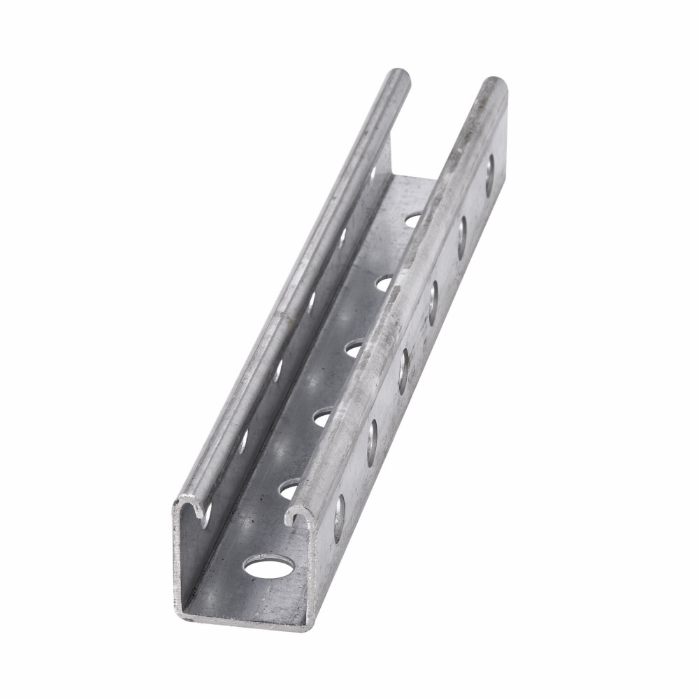 Product image for B-Line B22TH-120GLV 1-5/8"W x 1-5/8"H Channel, 9/16" Dia. on 1-7/8" Centers, 12ga, 10ft Length, Pre-Galvanized