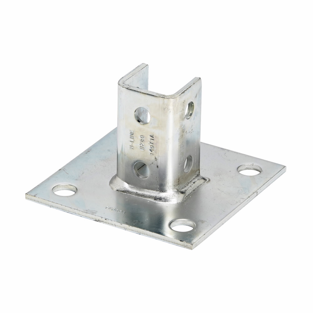 Product image for B-Line B280SQZN 6 x 6 x 3-1/2 Inch Zinc Plated Channel Post Base