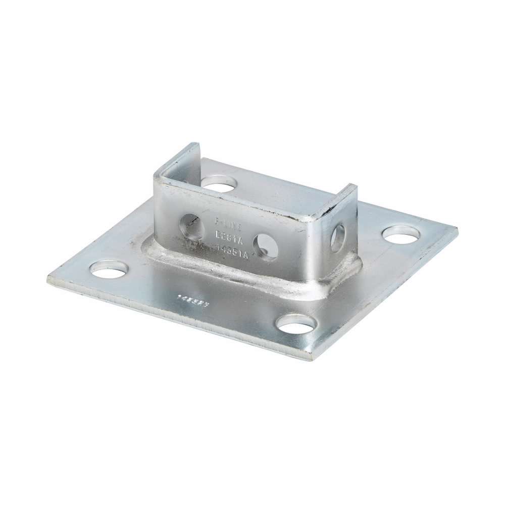 Product image for B-Line B281ASQZN 6 x 6 x 1-5/8 Inch Zinc Plated Channel Post Base