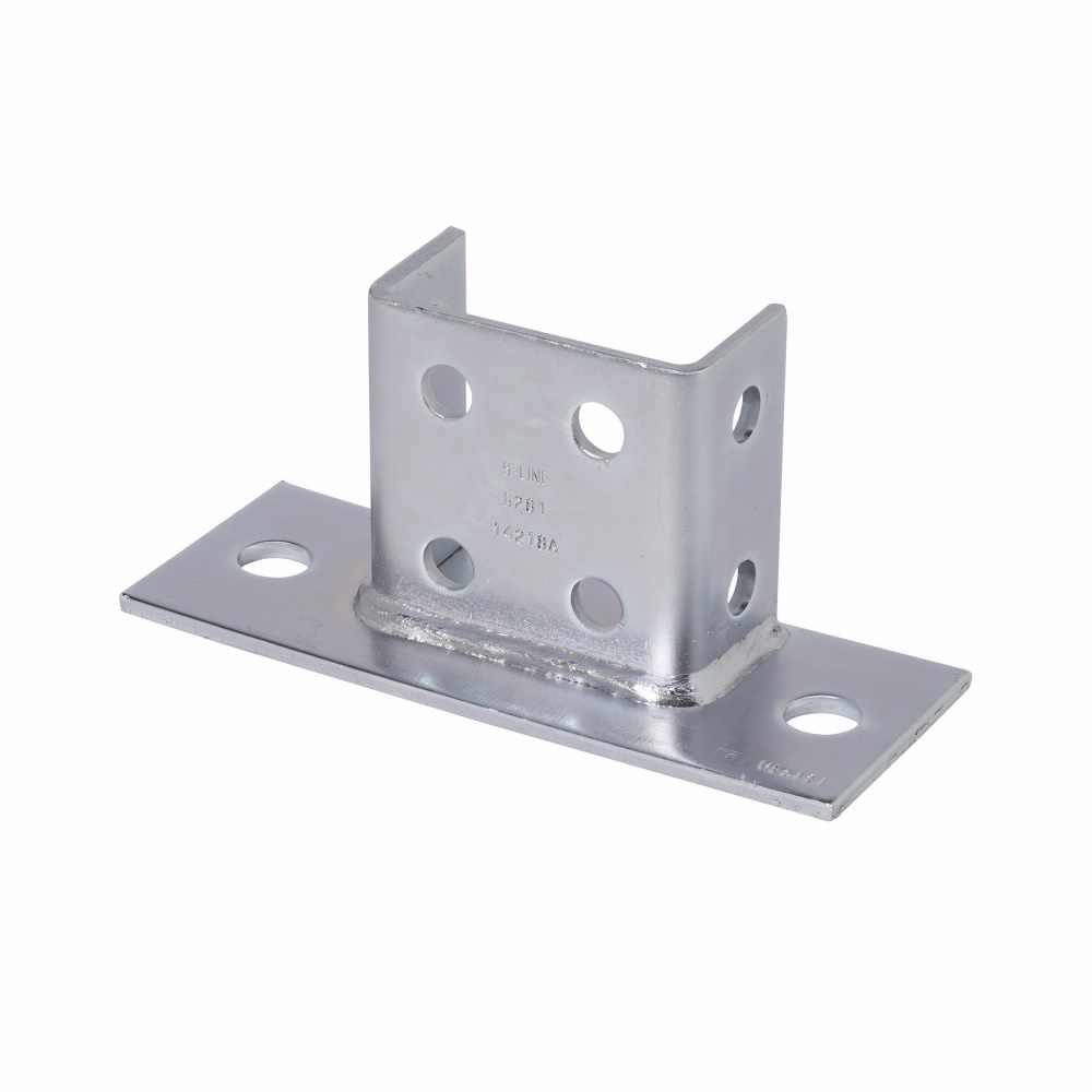 Product image for B-Line B281FLZN 8 x 3 x 3-1/2 Inch Zinc Plated Channel Post Base