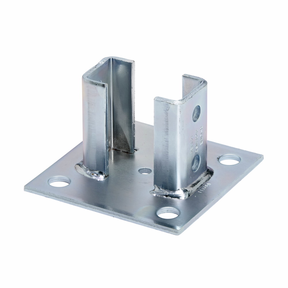 Product image for B-Line B281MSQZN 6 x 6 x 3-1/2 Inch Zinc Plated Channel Post Base