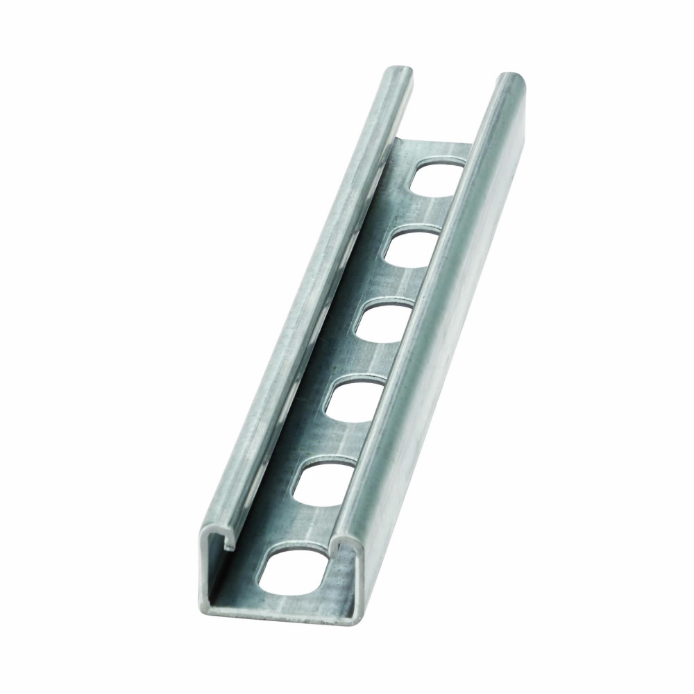 Product image for B-Line B42SH-120GLV 1-5/8"W x 1"H Channel, 9/16" x 11/8" Slotted on 2" Centers, 12ga, 10ft Length, Pre-Galvanized