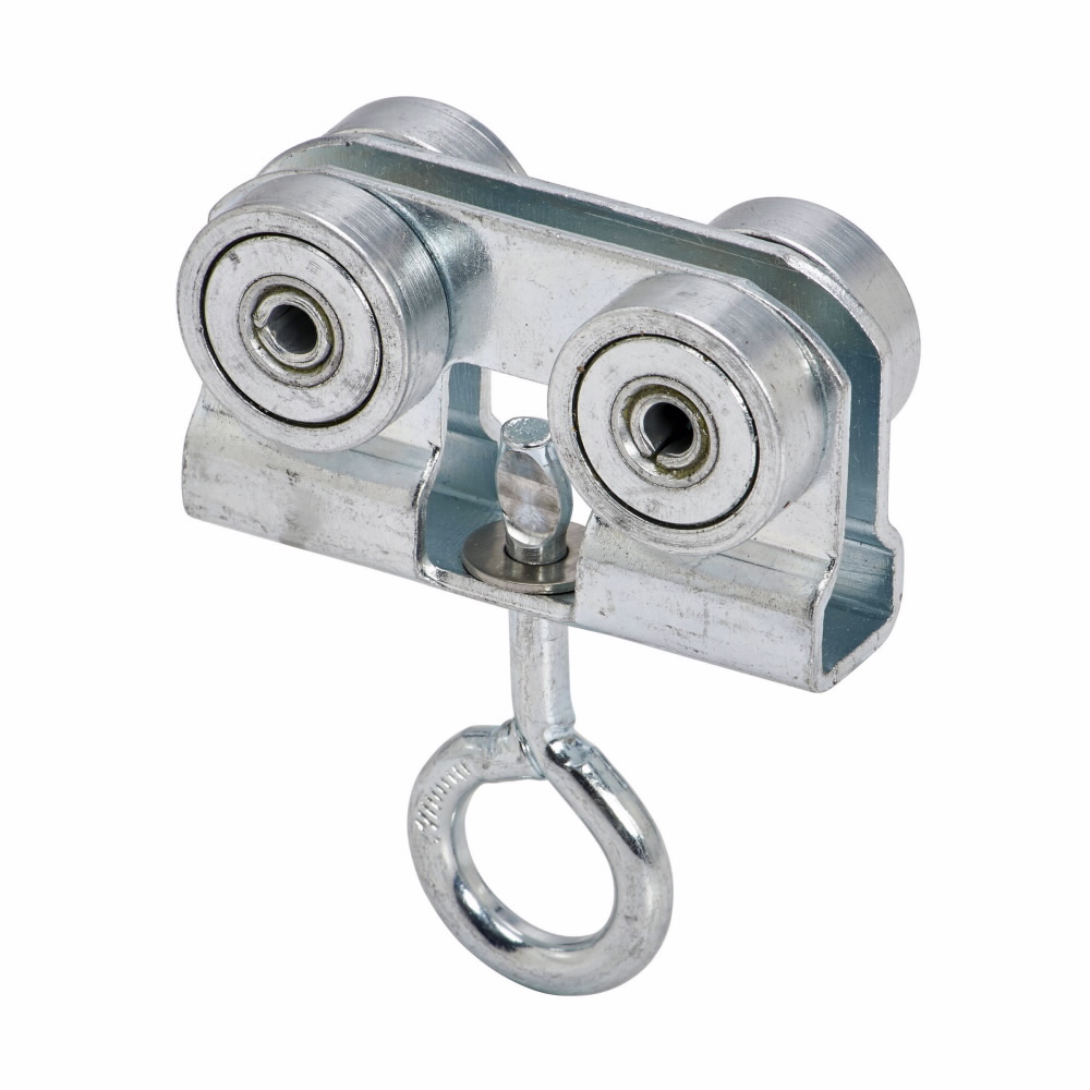 Product image for B-Line B478HZN Zinc Plated 4 Bearing Light Duty Trolley Assembly with Eye Hook