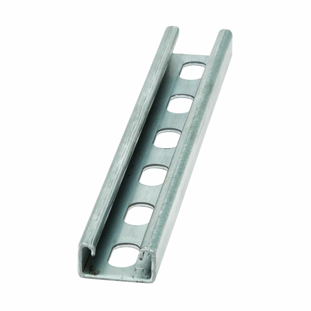 Product image for B-Line B52SH-240GLV 1-5/8"W x 13/16"H Channel, 9/16" x 11/8" Slotted on 2" Centers, 12ga, 20ft Length, Pre-Galvanized