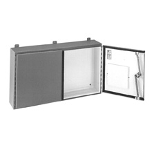Product image for B-Line 426012-12D Wall Mounted Panel Enclosure, 42" x 60" x 12" NEMA 12, Hinged cover, 12D enclosure, Wall mount, Medium double door, External mounting feet, Carbon steel, Oil-resis