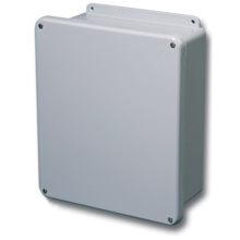 Product image for B-Line 12126-4XFLC JIC Panel Enclosure, 13.56" x 13.56" x 6.36" NEMA 4X, Screw cover, 4XFLC enclosure, Wall mount, Medium single door, External mounting feet, Fiberglass, Seamless p