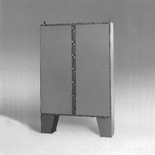 Product image for B-Line 626012-4FD Ground Mounted Panel Enclosure, 62" x 60" x 12" NEMA 4, Hinged cover, 4FD enclosure, Ground mount, Large double door, Ground mount legs, Carbon steel, Seamless pou