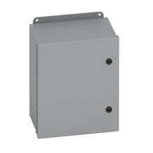 Product image for B-Line 886-4QT JIC Panel Enclosure, 8" x 8" x 6" NEMA 4, Hinged cover, 4QT enclosure, Wall mount, Small single door, External mounting feet, Carbon steel, Seamless poured in-place g