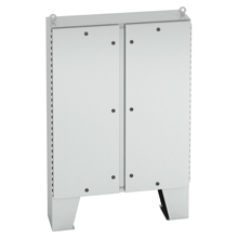 Product image for B-Line 604812-4XSFDQT Ground Mounted Panel Enclosure, 60" x 48" x 12" NEMA 4X, Hinged cover, 4XSFDQT enclosure, Ground mount, Large double door, Ground mount legs, 304 stainless ste