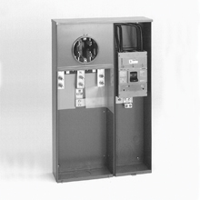 Product image for B-Line U4042MC Meter Breaker, 200 A, Test block, Ring type, 3R, ANSI 61 gray painted, 200 kAIC, #6-250 MCM, Main Fuse, Galvanized steel, Side, 7 jaws, 3 poles, 3?/4W