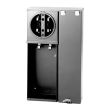 Product image for B-Line U1M1RP Meter Breaker, 100 A, Single meter position, Ring type, 3R, Underground, ANSI 61 gray painted, 010 kAIC, #14 - 2/0, MCB, (1) 100 A, 2P, Galvanized, Surface mount, 4 jaws, 3 wires, 1 phase, 1?/3W, 120/240 V