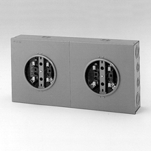 Product image for B-Line 174-HSHDB Horizontal Meter Pack, 100 A, 225 A, Ring type, 3R, Overhead/underground, ANSI 61 gray paint, #6 - 250 MCM, #14 - 2/0, Galvanized steel, Surface mount, 4, 4, 3