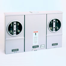 Product image for B-Line 142-MCC Horizontal Meter Pack, 100 A, 225 A, Manual circuit closing, Ring type, 3R, Overhead/underground, ANSI 61 gray paint, #6 - 250 MCM, #14 - 2/0, Galvanized steel, Surface mount, 4, 2, 3