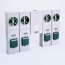 Product image for B-Line 154-MCCM Horizontal Meter Pack, 100 A, 225 A, Manual Circuit Closing, Ring Type, 3R, Overhead/Underground, ANSI 61 Gray Paint, 010 kAIC, #6 - 250 MCM, Galvanized Steel, Surface Mount, 4, 4, 3