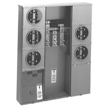 Product image for B-Line 2012-F vertical meter pack, 100 A, 225 A, None, Ring type, 3R, Overhead/underground, ANSI 61 gray paint, 010 kAIC, Galvanized steel, Flush mount, 4, 2, 3