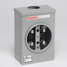 Product image for B-Line 011-F Single Meter Socket, KOs top provision, 100 A, Both, 4 jaws, Ring type, 3, Steel, ANSI 61 paint, Front, 1 pole, 3 wires, #14 - 2/0 line lug size, #14 - 2/0 load lug size, None