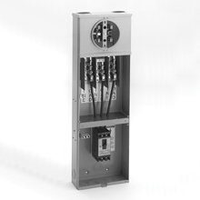 Product image for B-Line 215-MTBH-MS15 Meter Breaker, 200 A, Test block, Ring type, 3R, ANSI 61 gray painted, #6-250 MCM, #6-250 MCM, Steel, Surface mount, 7 jaws, 1 position, 3?/4W, Overhead and underground feed, 480 V breaker