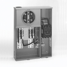 Product image for B-Line U214-MTBP-MS15 Meter Breaker, 100 A, Test block, Ring type, 3R, ANSI 61 gray painted finish, 010 kAIC, #6-250 MCM, MCB, Galvanized, Surface mount, 7 jaws, 1 position, 3?/4W, 480 V breaker