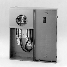 Product image for B-Line U225-MTBL Meter Breaker, 200 A, Test block, Ring type, 3R, ANSI 61 gray painted, #6-250 MCM, #6-250 MCM, Galvanized steel, Side, 5 jaws, 3 poles, 1 position, 3?/4W, Overhead and underground feed