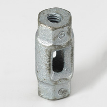 Product image for B-Line B3220-3/8x1/4ZN Malleable Iron Reducing Rod Coupling, 3/8"-16 to 1/4"-20 Threaded Rod, 1-5/8" Length, 300lb Design Load